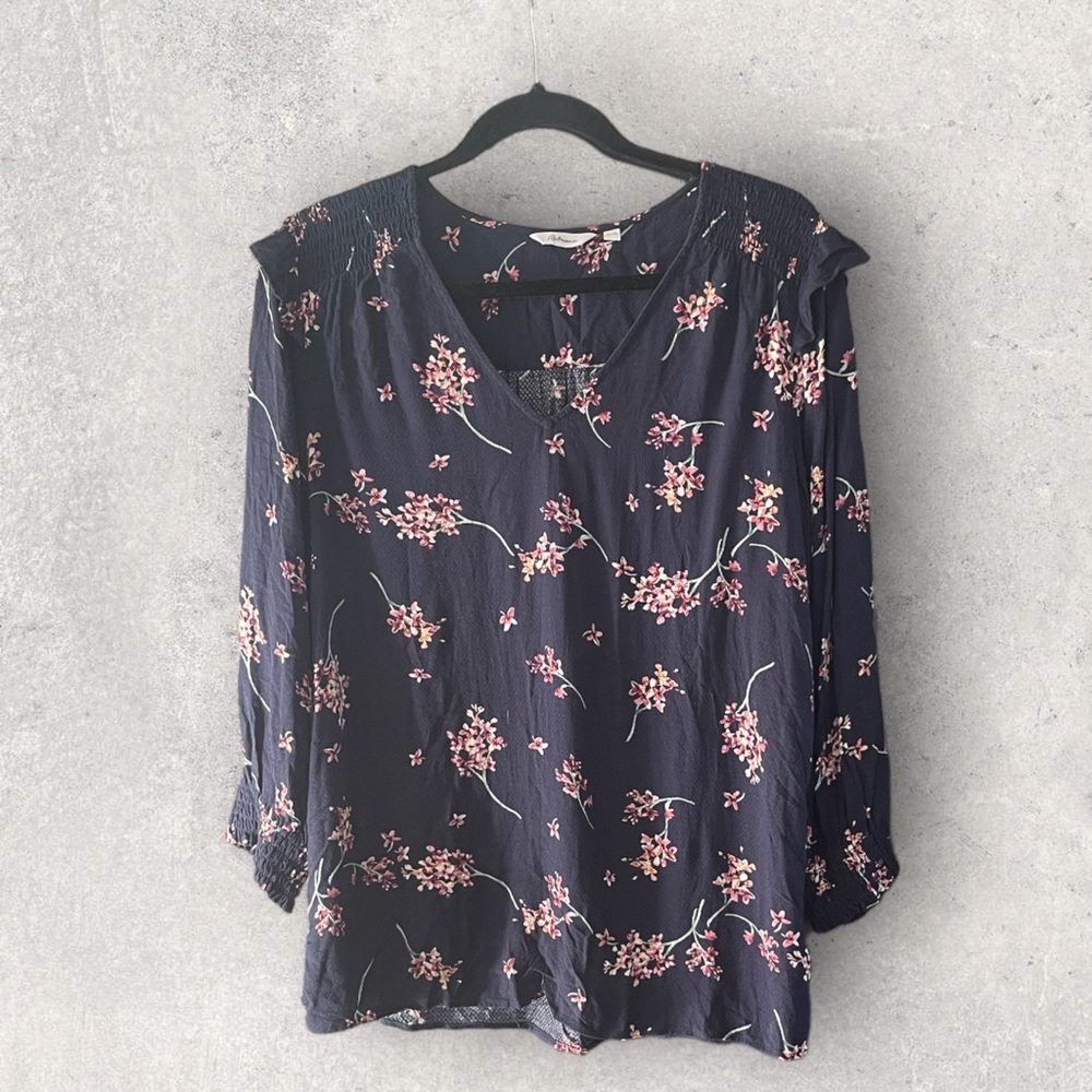 Reitmans Floral Long-Sleeve Blouse Size XL